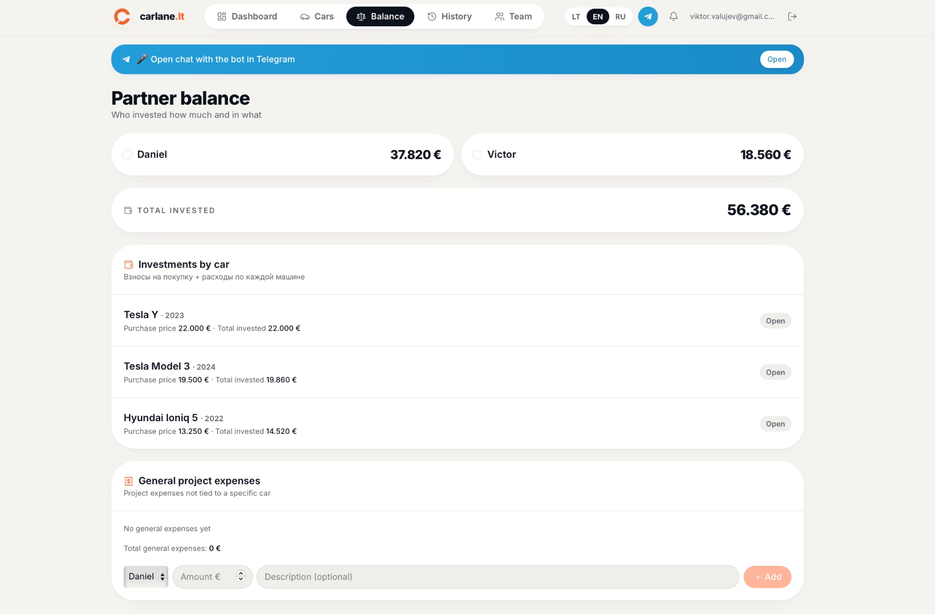 Partner balance