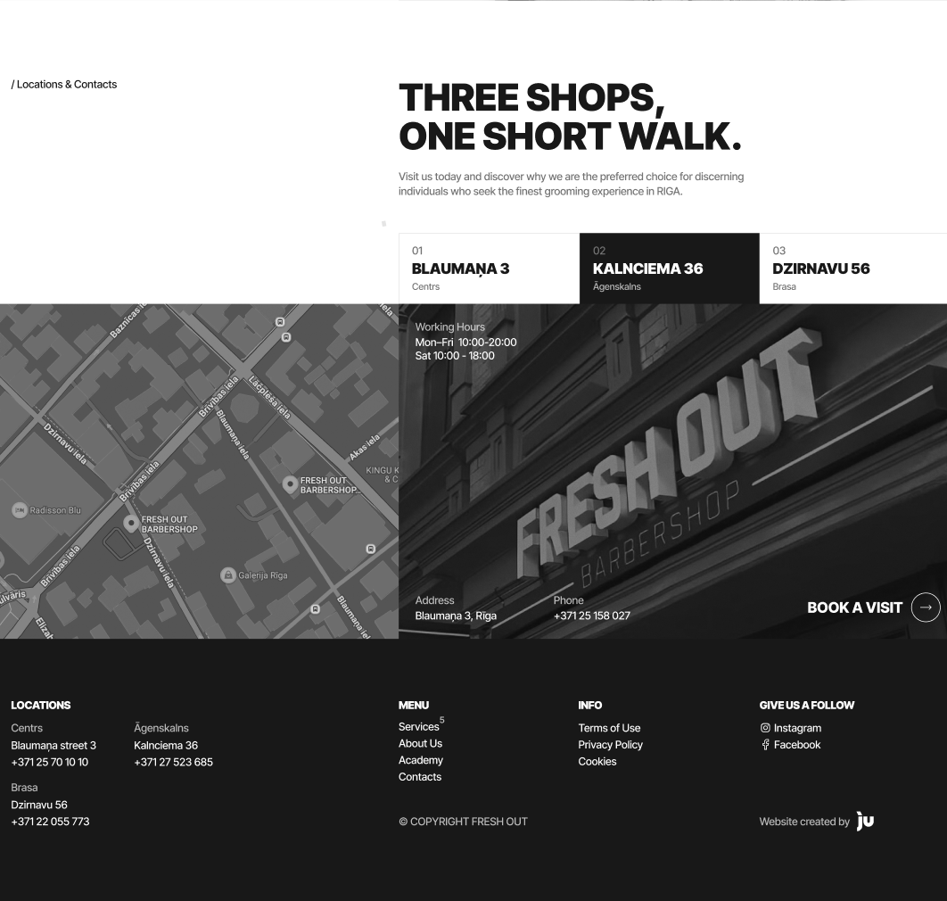 Fresh Out three shop locations map
