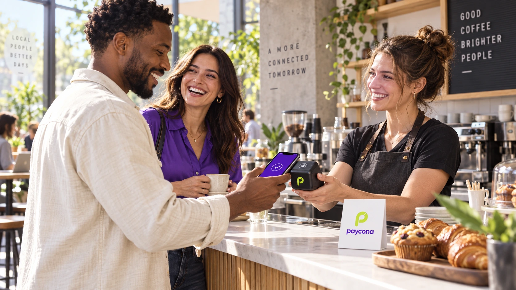 Paycona: A payment moment in a cafe, campaign concept