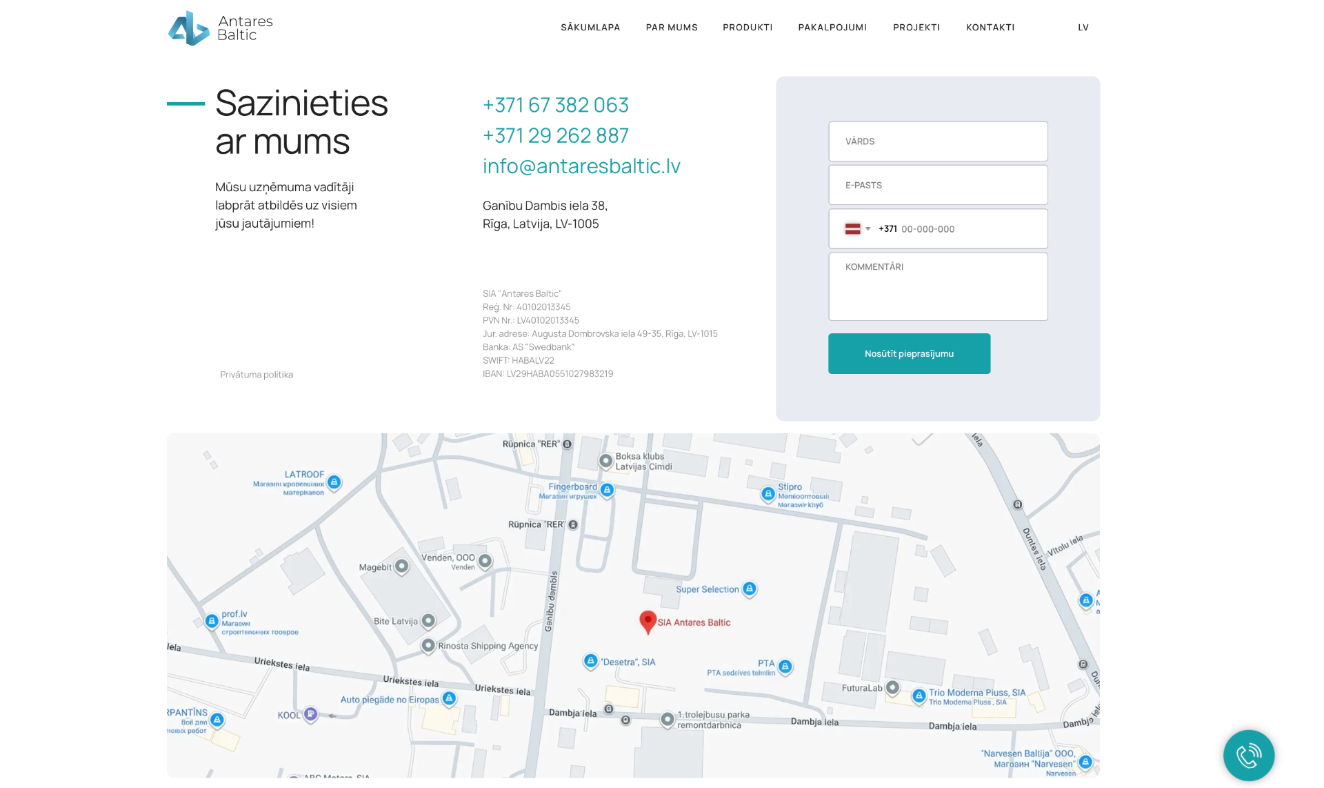 Contact page