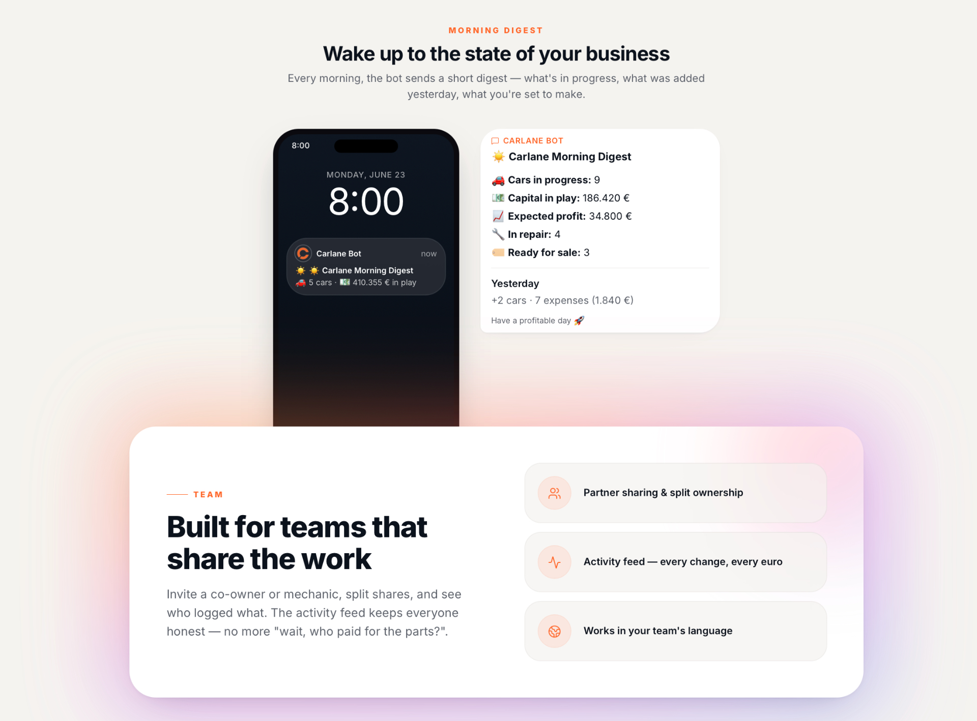 Morning digest and team feature
