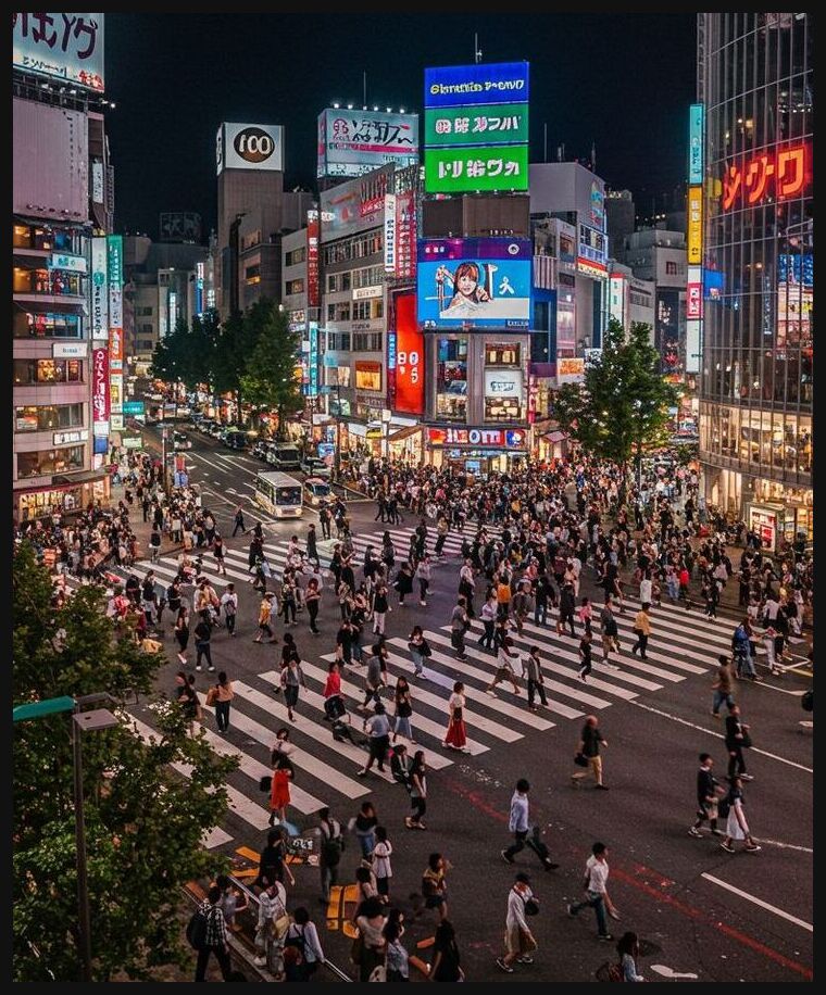Shibuya crossing at night
