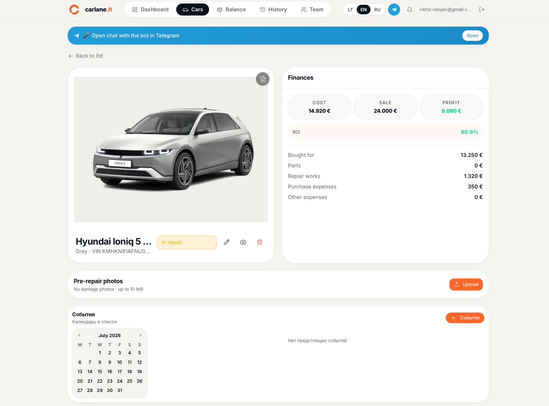 Car detail with finances