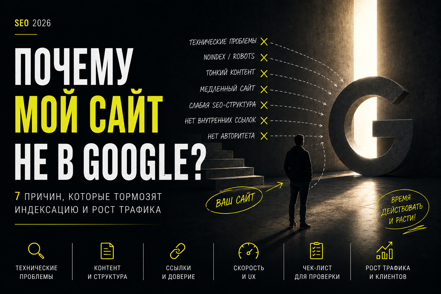 Почему моего сайта нет в Google? 7 причин и как проверить их самому
